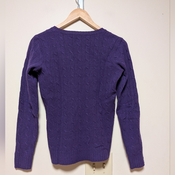 Ralph Lauren Sport Purple Cable Knit V-Neck Sweater Women’s M - Picture 4 of 7